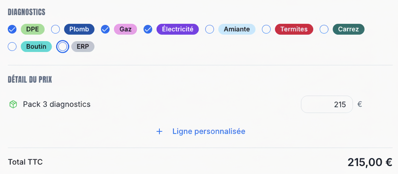 Module de tarification automatique des diagnostics immobiliers